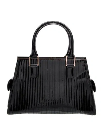 Pre-owned Ted Baker Patent Leather Top Handle Bag In Black