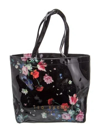 Pre-owned Ted Baker Patent Leather Top Handle Bag In Black