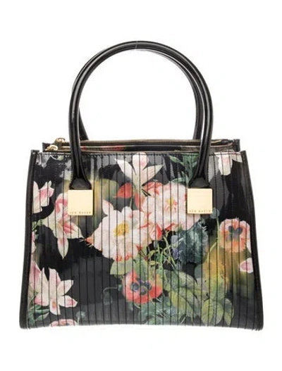 Pre-owned Ted Baker Patent Leather Top Handle Bag In Blue