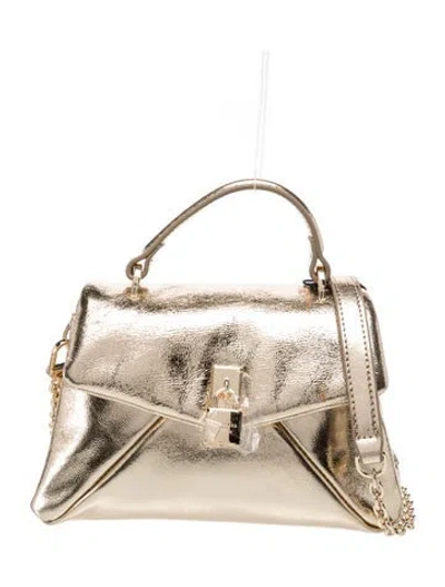 Pre-owned Ted Baker Patent Leather Top Handle Bag In Gold