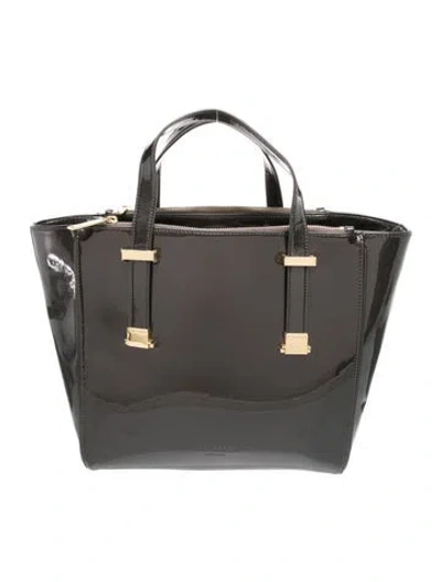 Pre-owned Ted Baker Patent Leather Top Handle Bag In Gray