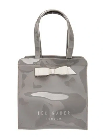 Pre-owned Ted Baker Patent Leather Top Handle Bag In Gray