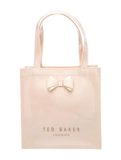 Pre-owned Ted Baker Patent Leather Top Handle Bag In Neutral