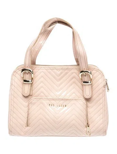Pre-owned Ted Baker Patent Leather Top Handle Bag In Neutral