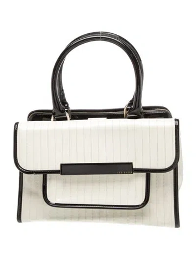 Pre-owned Ted Baker Patent Leather Top Handle Bag In Neutrals