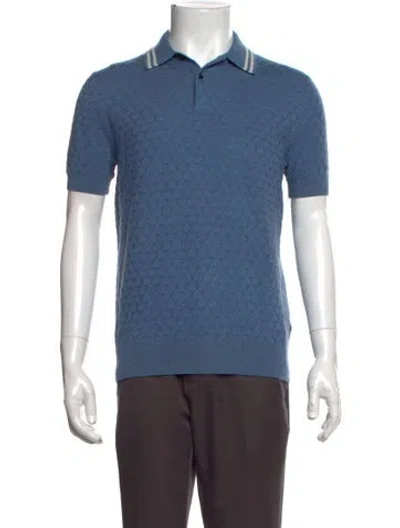 Pre-owned Ted Baker Patterned Collar Polo Sweater In Blue