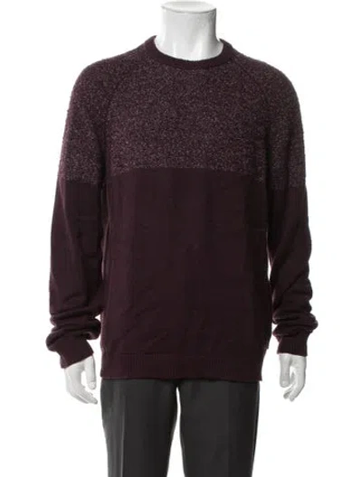 Pre-owned Ted Baker Patterned Crew Neck Pullover In Burgundy