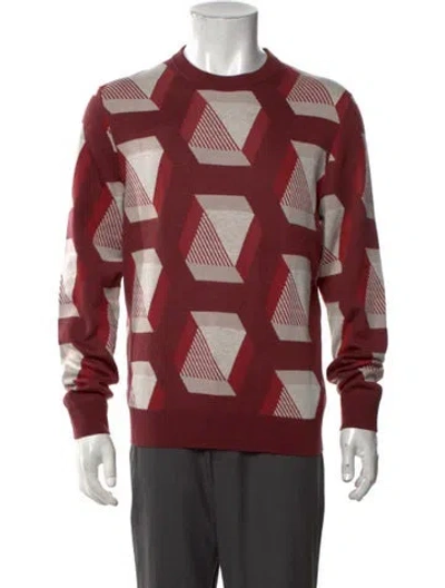 Pre-owned Ted Baker Patterned Crew Neck Pullover In Red