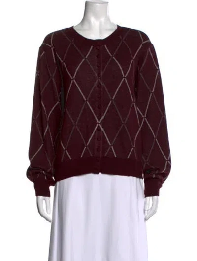 Pre-owned Ted Baker Patterned Crew Neck Sweater In Burgundy