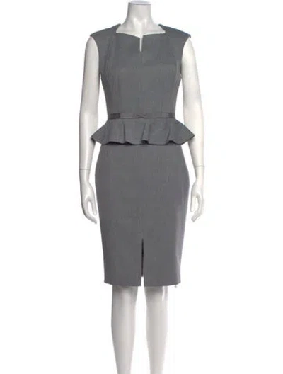 Pre-owned Ted Baker Patterned Knee-length Dress In Gray