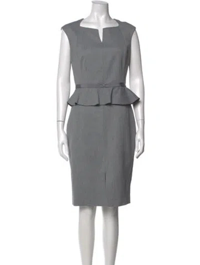 Pre-owned Ted Baker Patterned Knee-length Dress In Grey