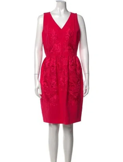 Pre-owned Ted Baker Patterned Knee-length Dress In Pink