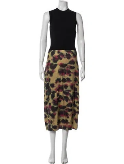Pre-owned Ted Baker Patterned Midi Length Dress In Black