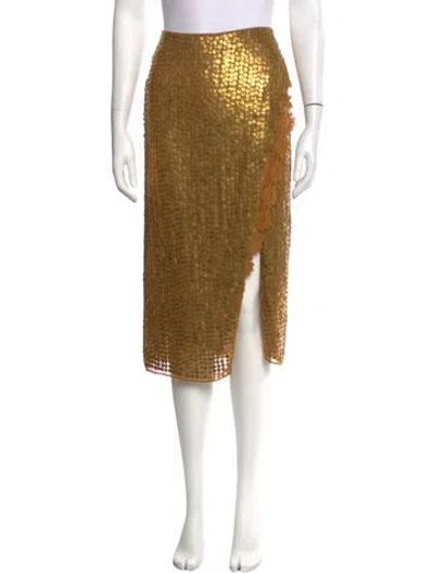 Pre-owned Ted Baker Patterned Midi Length Skirt In Gold