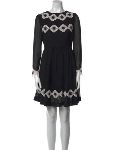 Pre-owned Ted Baker Patterned Mini Dress In Black