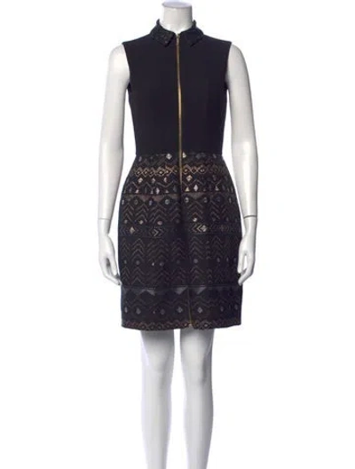 Pre-owned Ted Baker Patterned Mini Dress In Black