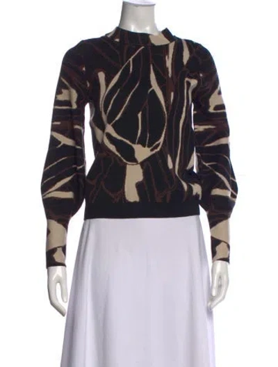 Pre-owned Ted Baker Patterned Mock Neck Sweater In Black