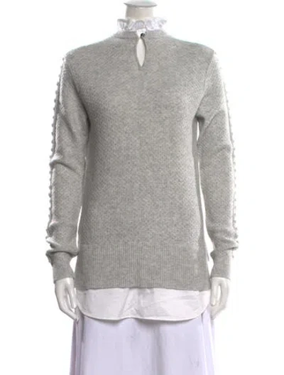 Pre-owned Ted Baker Patterned Mock Neck Sweater In Grey