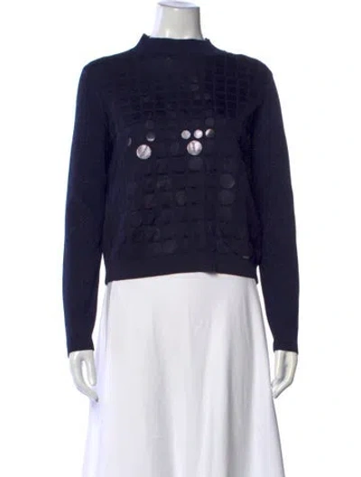 Pre-owned Ted Baker Patterned Mock Neck Sweater W/ Tags In Blue