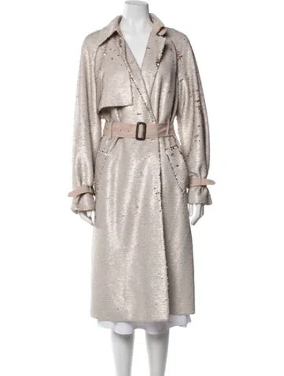 Pre-owned Ted Baker Patterned Trench Coat In Neutrals