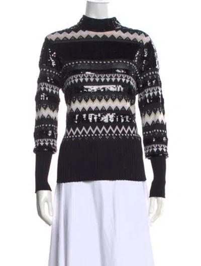 Pre-owned Ted Baker Patterned Turtleneck Sweater In Black