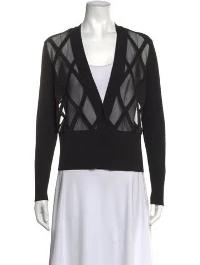 Pre-owned Ted Baker Patterned V-neck Sweater In Black