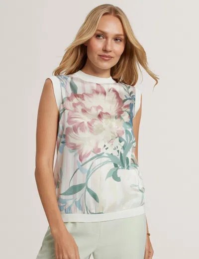 Ted Baker Pavonia Floral Printed Front Knit Tank Top In Pink