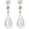 Ted Baker Pearsti Faux Pearl Drop Earrings In Gold Tone White Clear Crystal