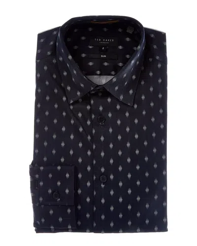 Ted Baker Pen Dot Slim Fit Shirt In Brown