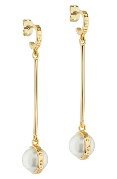 Ted Baker Perllie Imitation Pearl Drop Earrings In Gold Tone/ Pearl