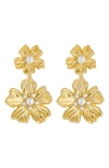 TED BAKER PETARIA IMITATION PEARL FLOWER STATEMENT DROP EARRINGS