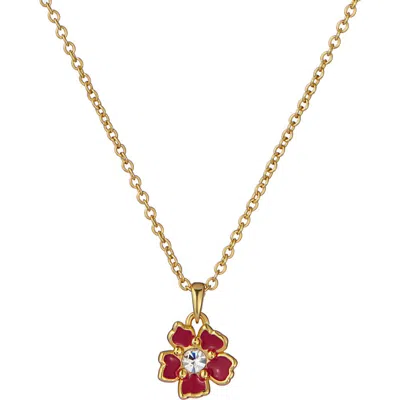 Ted Baker Petiies Painted Flower Pendant Necklace In Gold