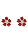 Ted Baker Petinna Painted Flower Stud Earrings In Red