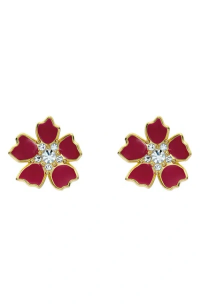 Ted Baker Petinna Painted Flower Stud Earrings In Red