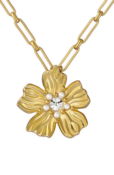 Ted Baker Petrice Flower Pendant Necklace In Gold