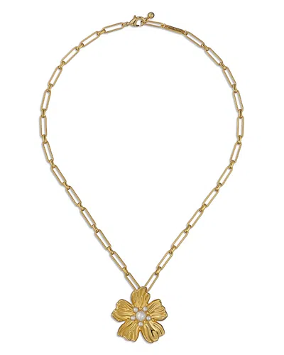 Ted Baker Pettaa Flower Statement Necklace, 16.93 In Gold Tone
