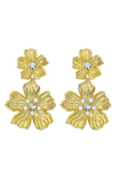 Ted Baker Pettala Flower Statement Drop Earrings In Gold