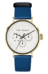Ted Baker Phylipa Gents Leather Strap Watch, 41mm In Multi