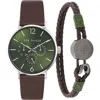 Ted Baker Phylipa Multifunction Leather Strap Watch & Bracelet Set, 41mm In Silver