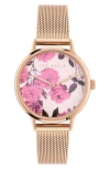 Ted Baker Phylipa Recycled Stainless Steel Mesh Strap Watch, 36mm In Rose Goldone