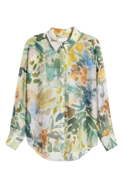 Ted Baker Piccola Oversize Floral Button-up Shirt In Ivory