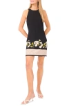 Ted Baker Placed Print Shift Minidress In Black