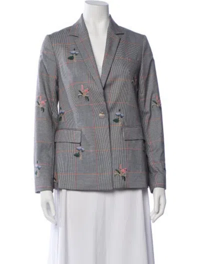Pre-owned Ted Baker Plaid Print Blazer In Black
