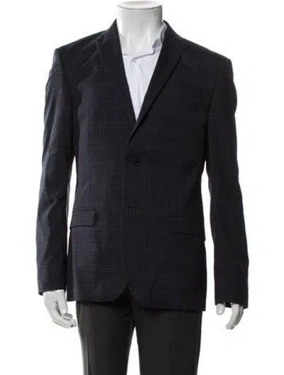 Pre-owned Ted Baker Plaid Print Blazer In Blue