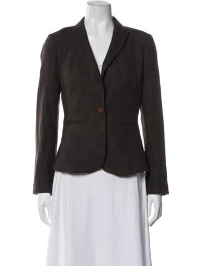 Pre-owned Ted Baker Plaid Print Blazer In Brown