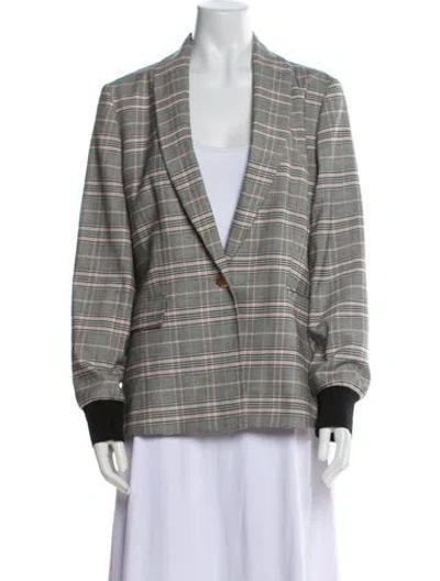 Pre-owned Ted Baker Plaid Print Blazer In Gray