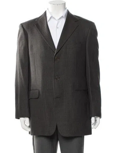 Pre-owned Ted Baker Plaid Print Blazer In Gray