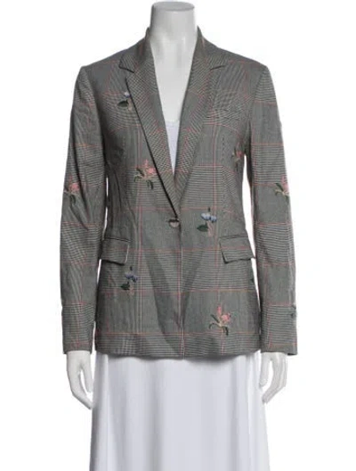 Pre-owned Ted Baker Plaid Print Blazer In Gray