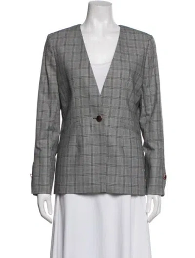 Pre-owned Ted Baker Plaid Print Blazer In Grey