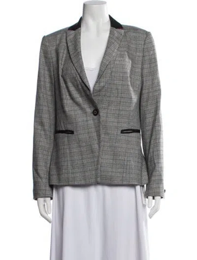 Pre-owned Ted Baker Plaid Print Blazer In Grey